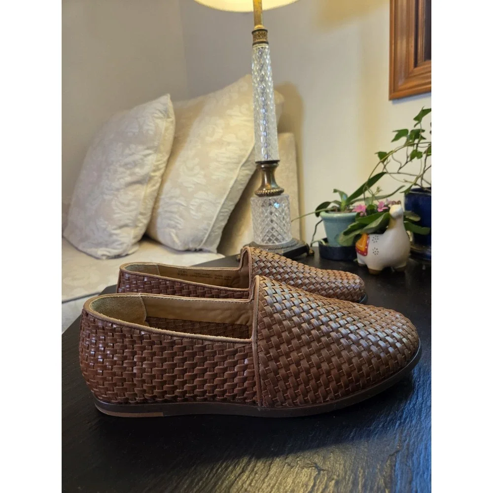 Nisolo Men's Alejandro Woven Leather Slip On 2.0 Shoes Brown Size 10.5 EUC! $198